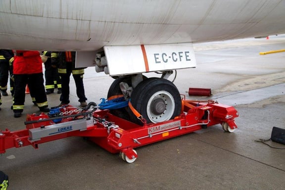 Flugzeug-Bergewagen-Fahrwerk mit Schwerlast-Doppelrollen von Schwalb