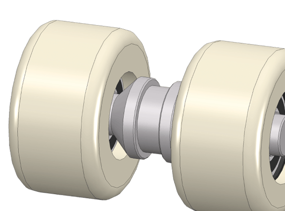 CAD-Zeichnung einer individuellen Rollenlösung mit Doppellaufrollen – technische Sonderanfertigung für spezifische Anwendungen