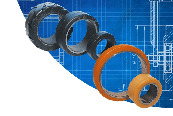 Press-on tyres from Schwalb Wheels, Castors and Conveyor Technology