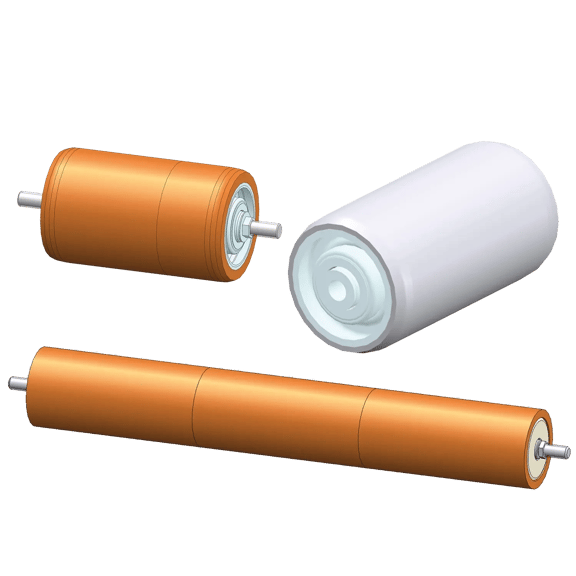 Weiche Tragrolle mit PVC-Schlauch und Innengewinde, mit Polyurethan-Rohr und glatter Achse, mit Vulkollan®-Rohr und glatter Achse