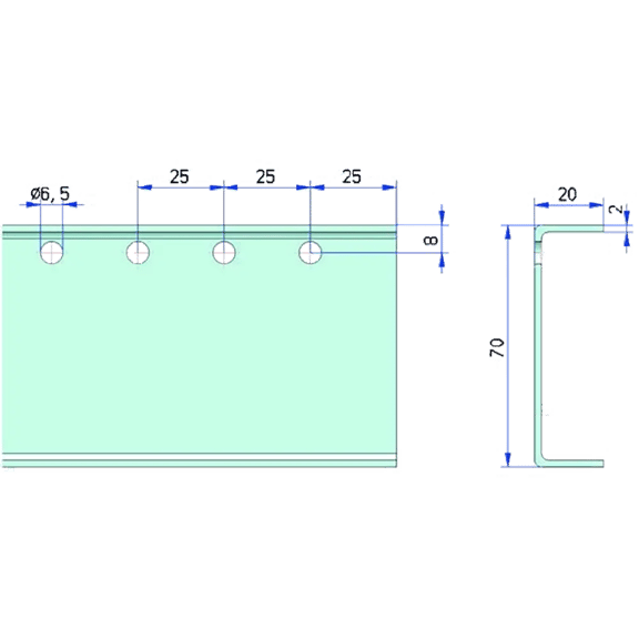 Rollenbahnprofil für Kleinrollenbahn