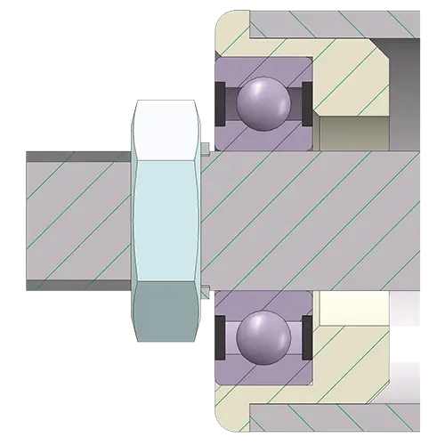 Idles with axle with external thread