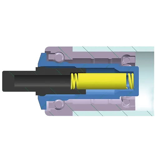Idlers with plastic axle stub, spring loaded